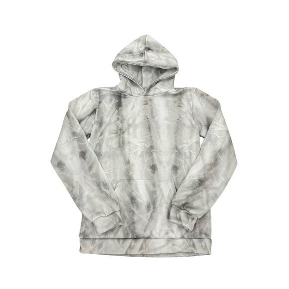 Marble Pattern Pullover Hoodie In White And Gray Abstract Design Size Small 100%